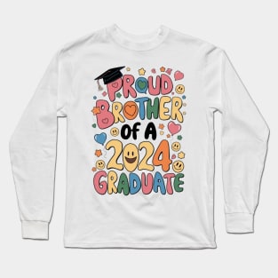 Proud Brother of a 2024 Graduate Senior Class Graduation Shirts for Family Party Long Sleeve T-Shirt